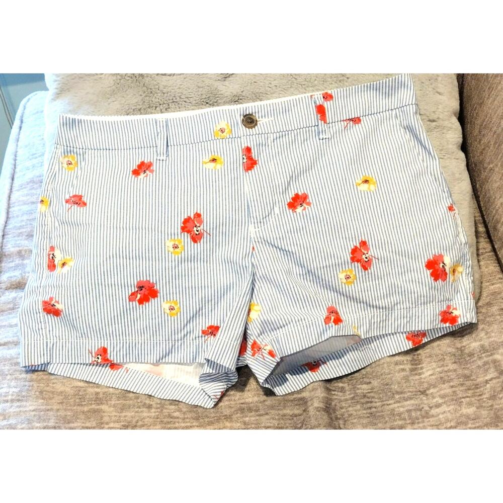 Old Navy Floral Striped Everyday Shorts Womens Sz 8 (32x3.5) Women's 100% Cotton
